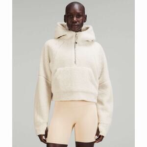 Lululemon Scuba Oversized Half Zip Sherpa Fleece Hoodie White Opal Sweatshirt